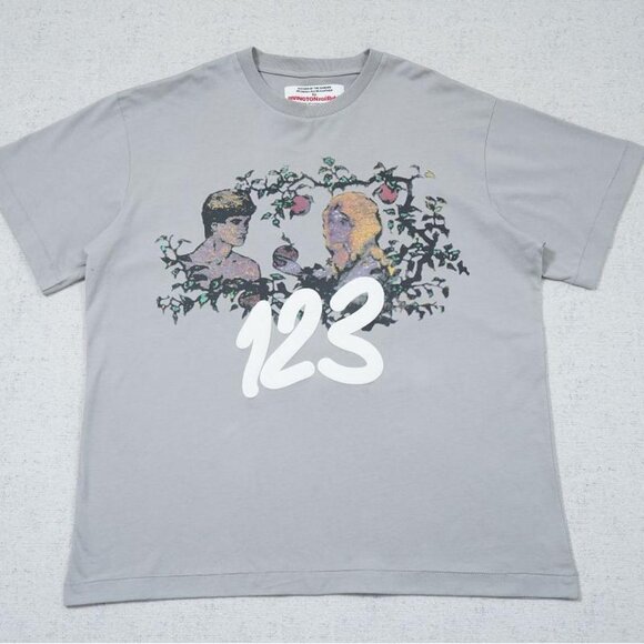 RIVINGTON ROI REBIS Fun Graffiti Print T Shirt Gray Short Sleeve